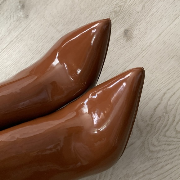 Steve Madden Womens Valiant brown tan Patent Pointed‎ Toe Ankle Boots Shoes 10M - Picture 6 of 12